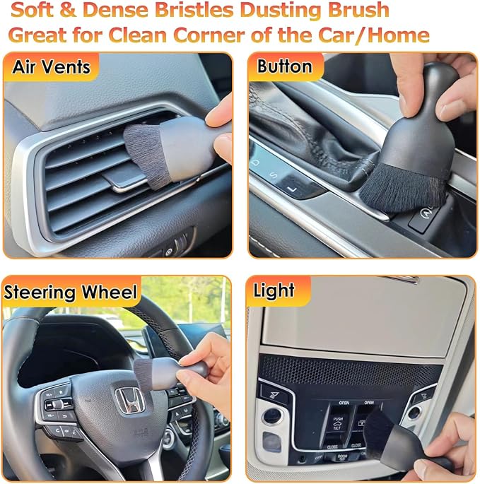 2PCS Car Detailing Brush Car Cleaning Brush Interior, Soft Bristle Dusting - Image 2