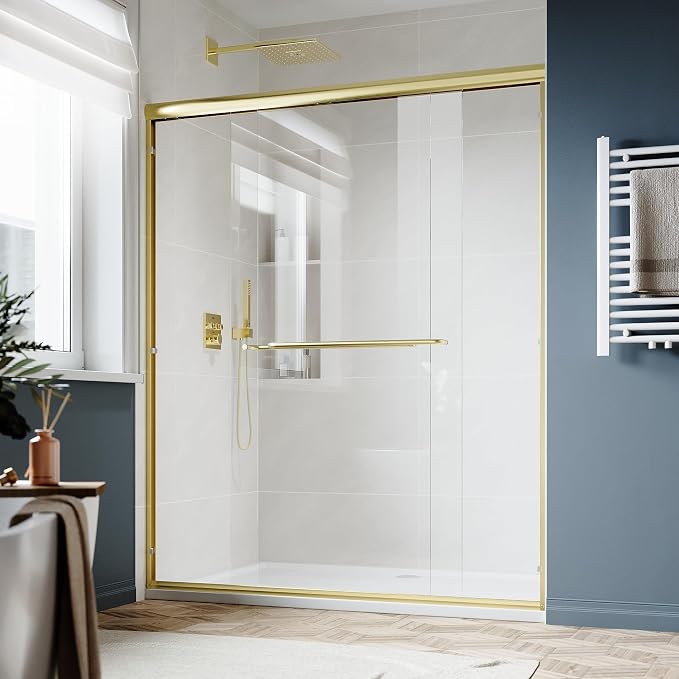 SUNNY SHOWER Double Sliding Glass Door 60" W x 72" H Shower Door 1/4" Tempered - Image 8