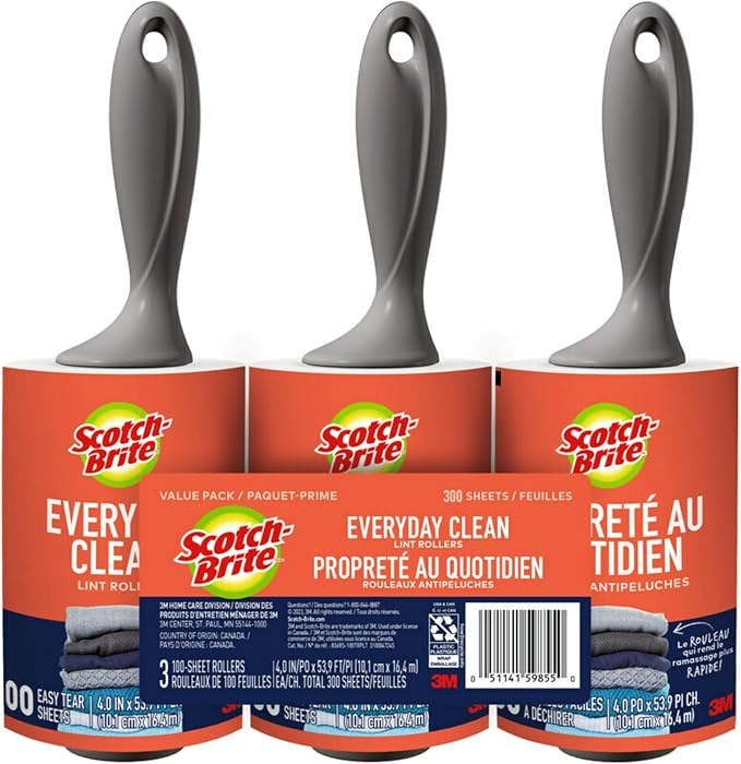 Scotch-Brite Everyday Clean Lint Roller, Manual Operation, 3 Pack, Lint Remover by Scotch-Brite