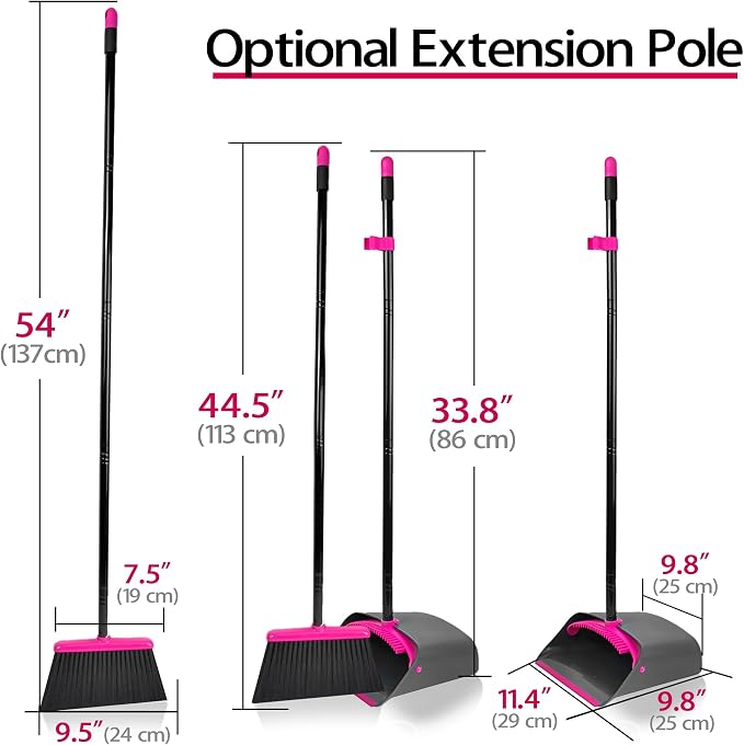 JEHONN Broom with Dustpan Combo Set, Long Handle Lightweight Indoor Broom Set - Image 2