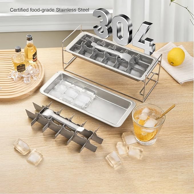 Stainless Steel Ice Cube Tray 2 Pack, 36 Large Cube Slots. Plastic Free Eco - Image 4