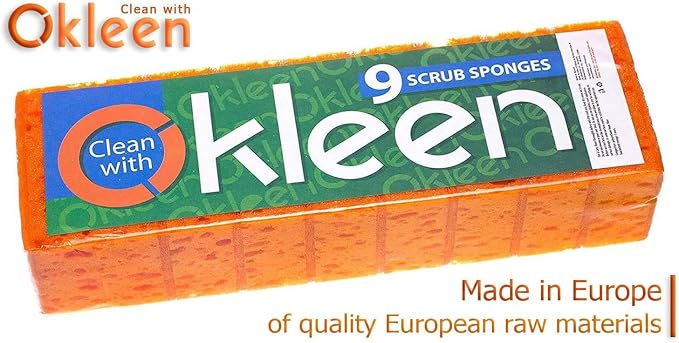 Orange Multi Use Scrub Sponge. Made in Europe. 18 Pack, 4.3x2.8x1.4 inches. - Image 3