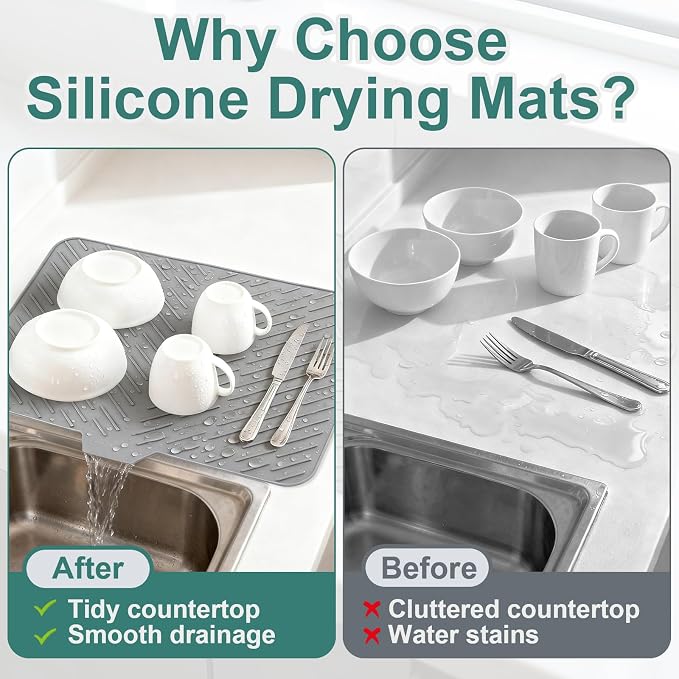 Silicone Dish Drying Mat 23x17 Multiple Usage, Easy clean, Eco-friendly - Image 5