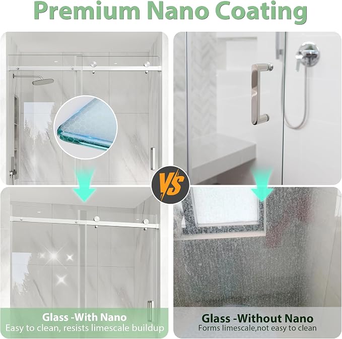 KPUY Frameless Shower Door, 43-48" W x 76" H Sliding Glass Shower Door - Image 4