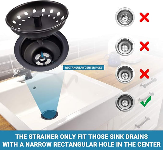 KONE Black Sink Basket Strainer Drain Stopper, 2 Pack Stainless Steel Matte - Image 2
