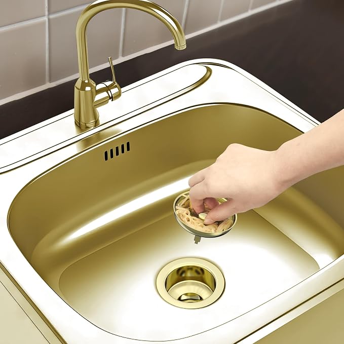 BOTEMY Stainless Steel Gold Sink Drain Strainer Kit 3-1/2 inch Kitchen Drain - Image 7