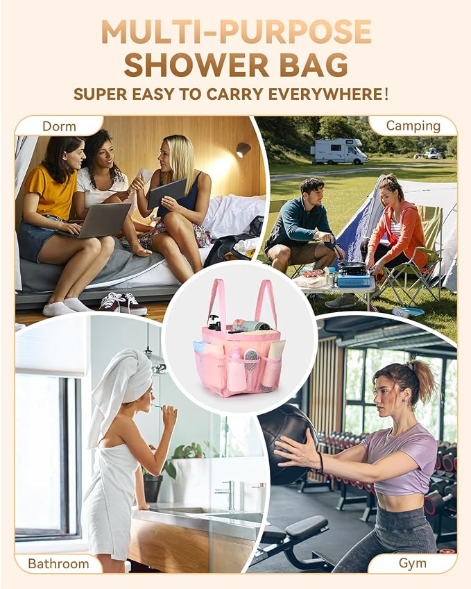 Temede Mesh Shower Caddy Tote, Large Shower Caddy Basket Portable, Quick Dry - Image 6
