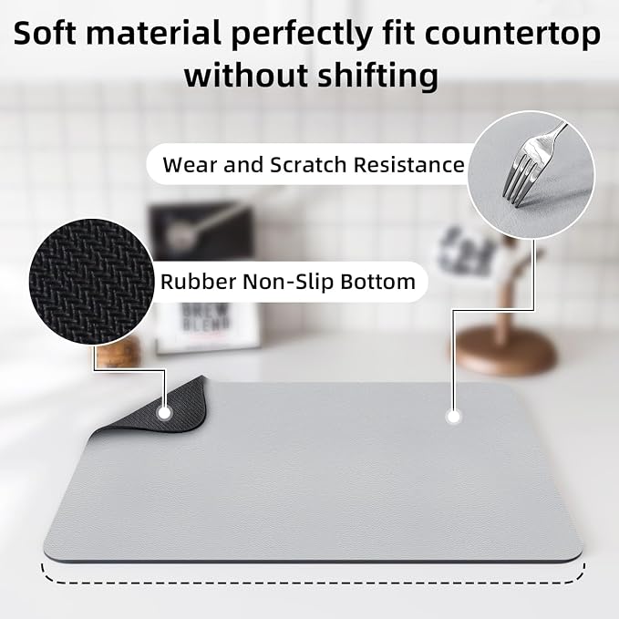 LOPNUR Kitchen Dish Drying Mat, Super Absorbent Dish Drying Pad, Diatomite - Image 5