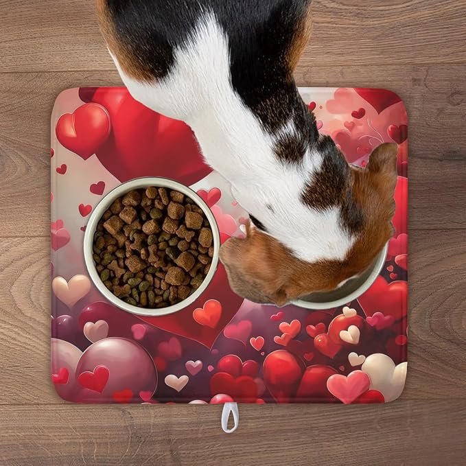 Valentines Day Dish Drying Mat for Kitchen Counter 18x16 Inch Red Heart Drying - Image 8