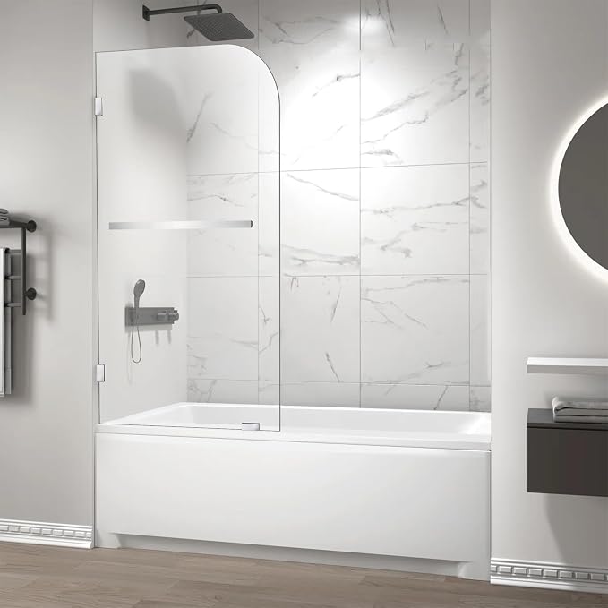 Bathtub Shower Door, 1/4" Clear Tempered Frameless Shower Glass Door, Tub - Image 7