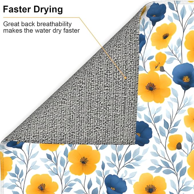 Blue Yellow Floral Dish Drying Mats - Image 5