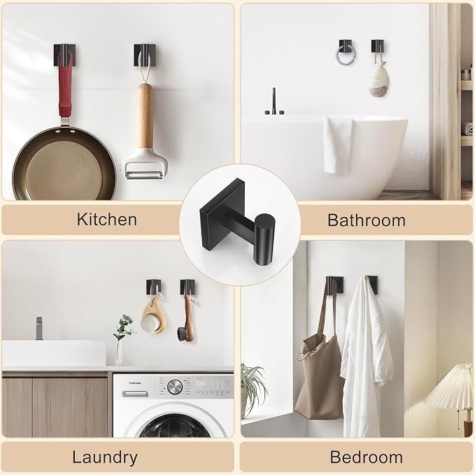 Towel Ring Set 4 Piece Bathroom Hardware Set Includes Towel Ring 2 Towel Hooks - Image 5