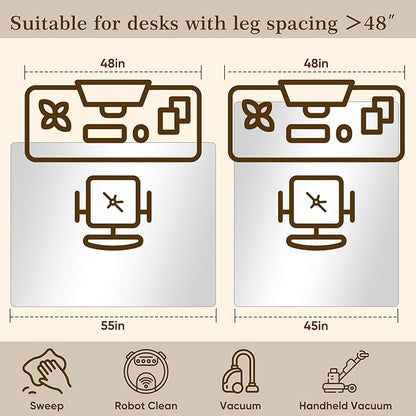 45"x55" Tempered Glass Office Chair Mat for Carpet & Hardwood Floor, 1/5" Thick Clear Floor Protector Desk Chair Mat with Rounded and Polished Edges