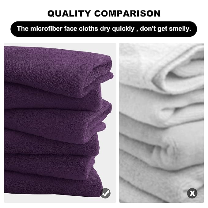 MOONQUEEN Microfiber Facial Cloths Fast Drying Washcloth 12 Pack - Image 6