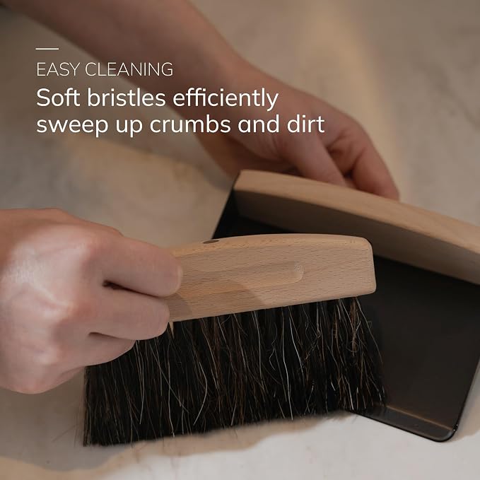 Bamboo Dust Pan & Brush Set, Portable Dustpan & Brush, Sturdy & Effective Dust - Image 4