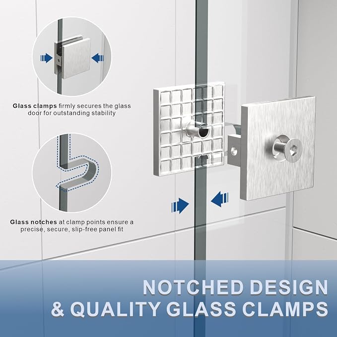 33" W ×80" H Shower Glass Panel, Frameless Fixed Glass Shower Panel - Image 7