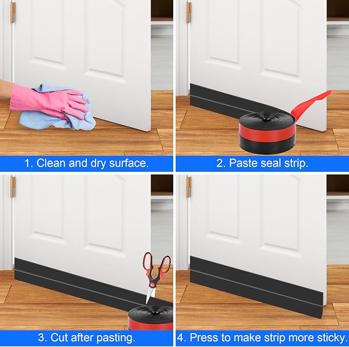 ToLanbbt Weather Stripping Silicone Door Seal Strip 1 in x 20 ft Door Draft - Image 6