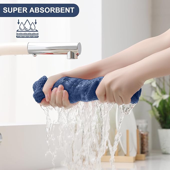 Homaxy 100% Cotton Kitchen Towels and Dishcloths Set, 12 x 12 Inches and 13 x - Image 3