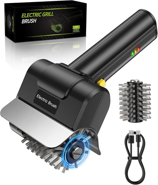 Cordless Electric BBQ Grill Cleaner – Rechargeable Electric BBQ Brush, 1500 RPM by CleanFasterGrillBetter