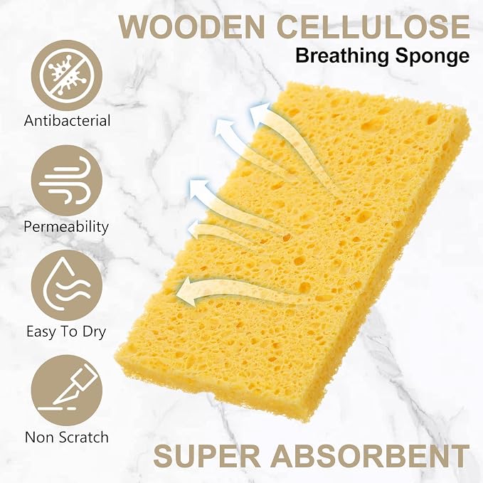 Zhengmy 100 Pieces Sponges Kitchen Compressed Sponges Bulk Natural Dish Sponge - Image 4