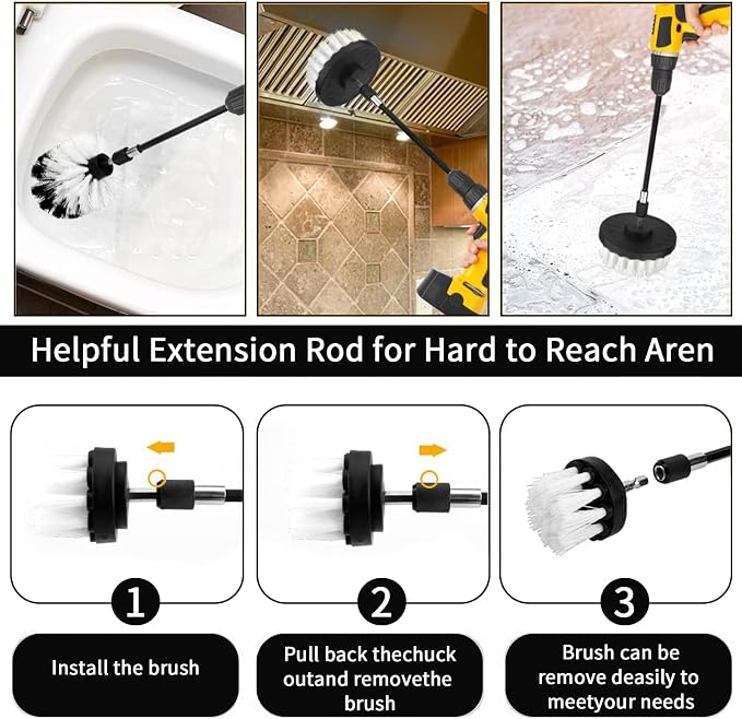 8 Pcs Drill Brush Attachment Set, Power Cleaning Scrub Brush Kit - Image 4