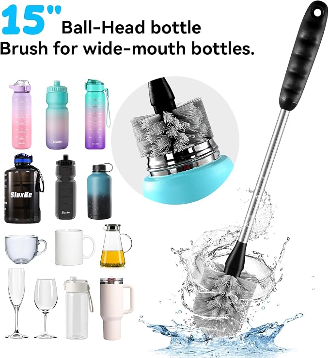 4 Pack Bottle Brush Cleaning Set, Including Long Handle Water Bottle Brush and - Image 3