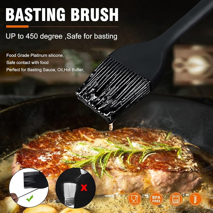 Walfos 3 Size Basting Brush, High Heat Resistant Silicone Pastry Brushes - Image 5