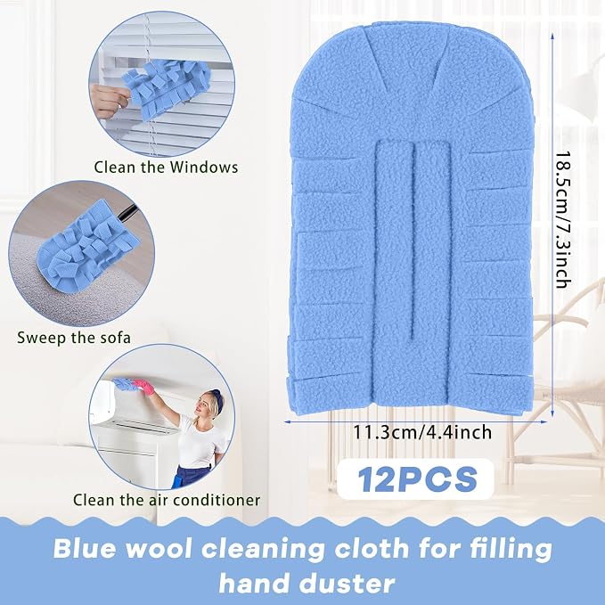Zubebe 12 Pcs Duster Refill Reusable Fleece Duster Refills Feather Flat Dusters - Image 2