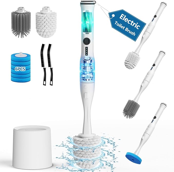 Electric Toilet Brush and Holder Set, Leebein 8 in 1 Electric Toilet Bowl by Leebein