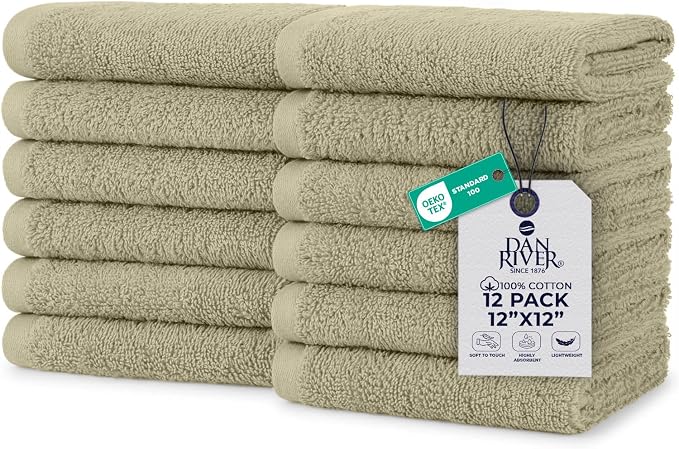 DAN RIVER 12 Pack Wash Cloths for Showering by DanRiver