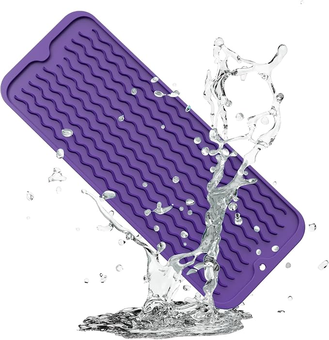 ZLR Silicone Dish Drying Mat for Kitchen Counter, Eco-Friendly Fast Dry Dish Mat by ZLR