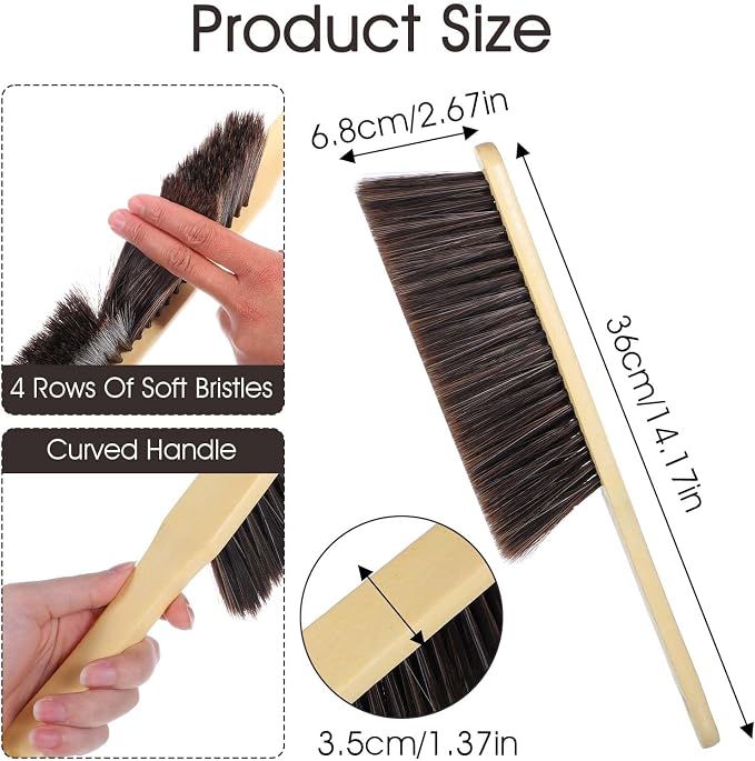 8 Pieces Hand Broom Brush, Natural Wooden Dust Brush Soft Bristles Dusting - Image 2