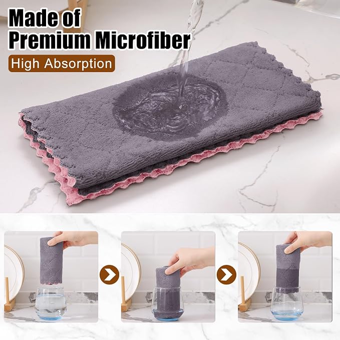 Mordimy 24 Pack Kitchen Towels, Super Soft and Absorbent Dish Towels, Coral - Image 3