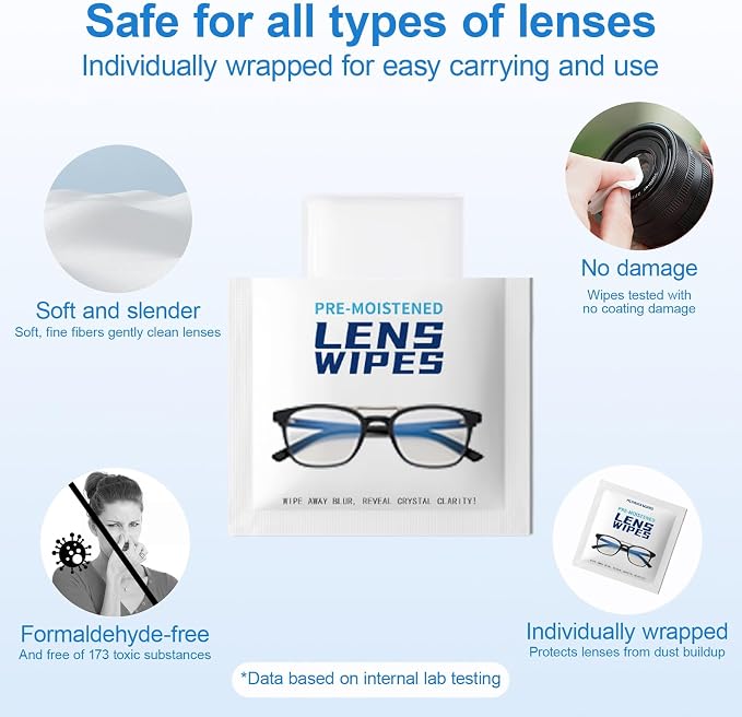 Third-Generation Lens Wipes, Individually Wrapped Pre-Moistened Cleaning Wipes - Image 5
