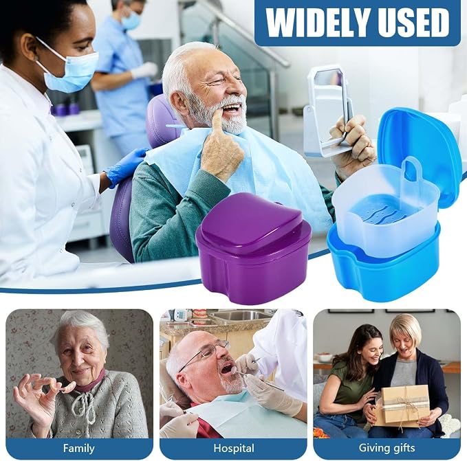 2 Pack Denture Bath Case Cup Box Holder Storage Container - Image 6