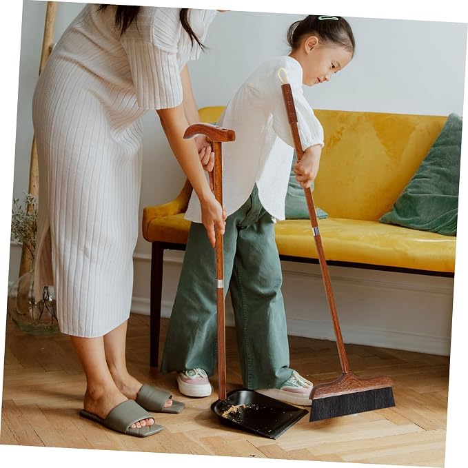 Redwood Horsehair Broom with Long Handle and Dustpan Set Cleaning - Image 4