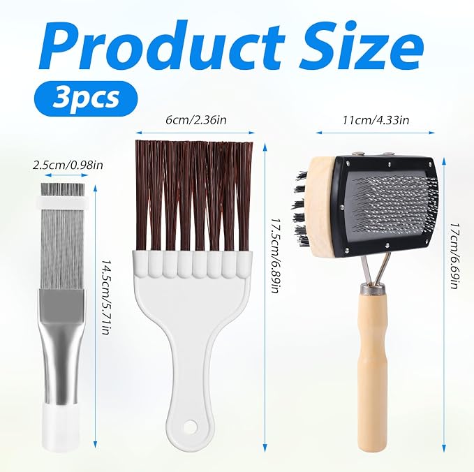 3pcs Air Conditioner Fin Cleaning Brush, HVAC Conditioner Condenser Cleaner - Image 2