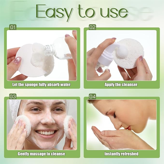 300 Count Compressed Facial Sponges, Natural Cellulose Face Sponges - Image 4