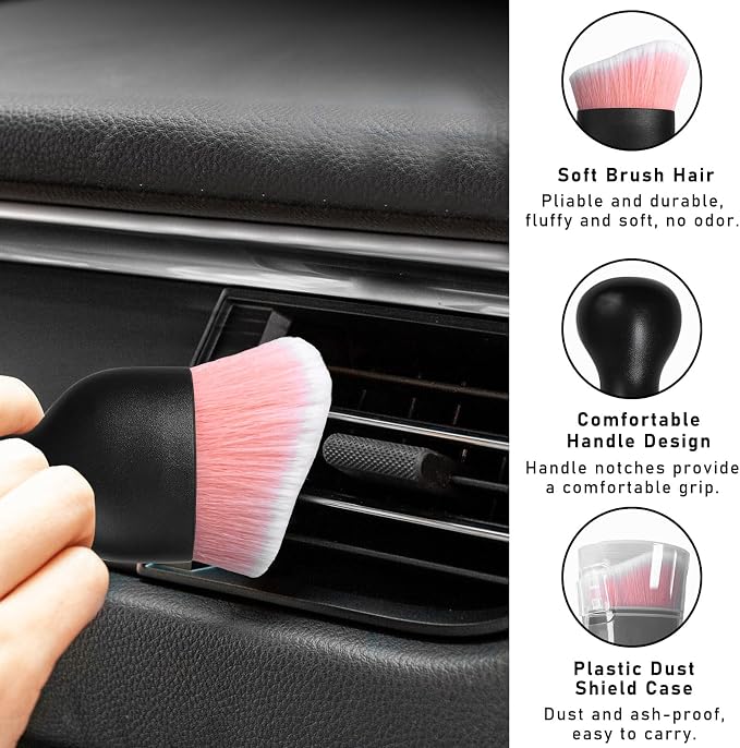 Car Interior Dust Brush, Soft Scratch Free Auto Detailing Brushes, Universal - Image 3