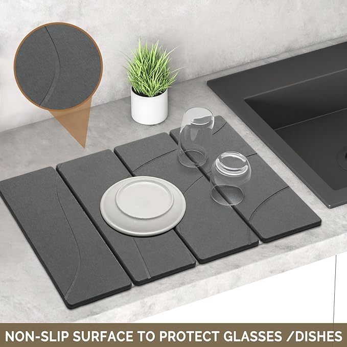 2 PCS Large Stone Dish Drying Mat - Image 4