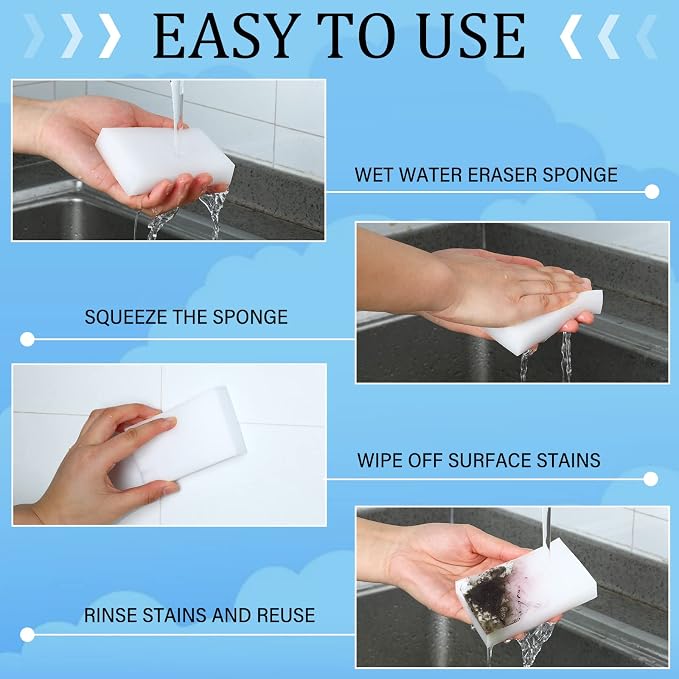 500 Pcs Magic Sponge Eraser Bulk Foam Sponge Cleaning Pads Multi Surface - Image 4