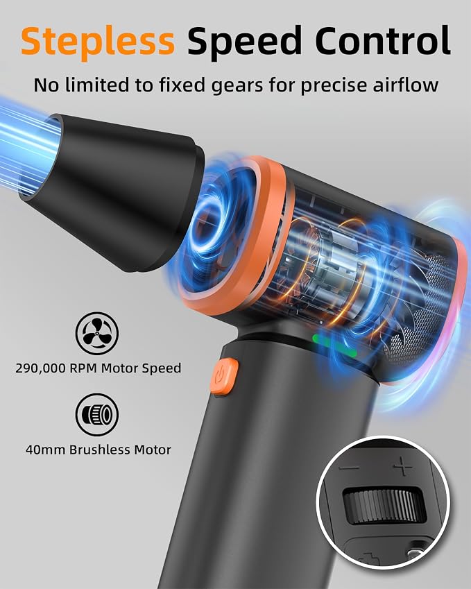 Compressed Air Duster, 290000RPM High-Velocity Electric Air Duster - Image 5