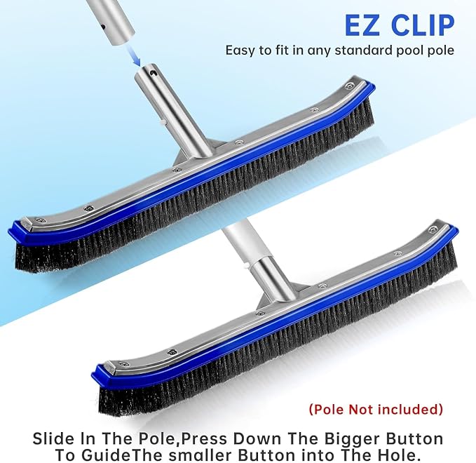 Pool Brush Head | 18" Heavy Duty Floor Brush | Stainless Steel Brush | Metal - Image 4
