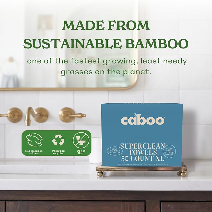 Caboo Tree Free Disposable Face Towels – 50 Soft, Lint-Free Towels | - Image 5