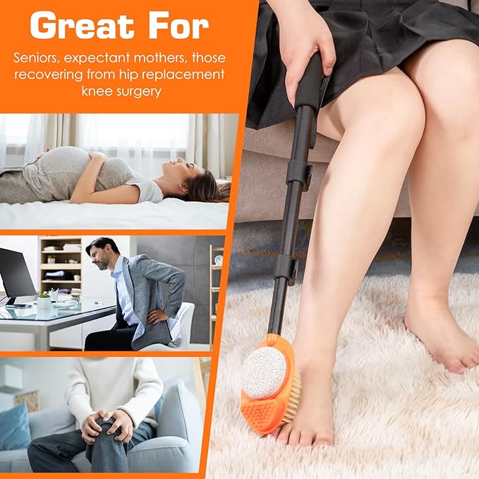 Foot Scrubber with Pumice Stone, 3 in 1 Adjustable Aluminum Tube 15”-28” Shower - Image 6