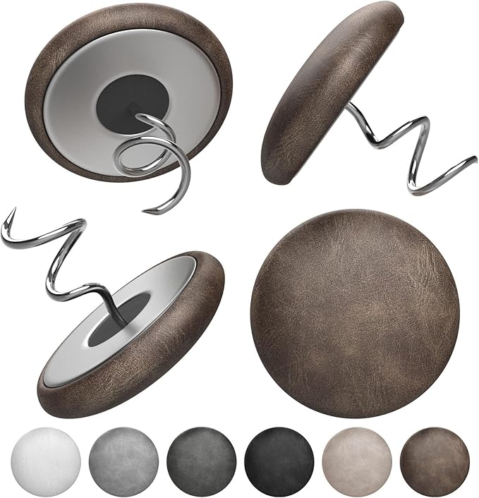 Leather Upholstery Twist Pins for Bed Skirts – 12 Pack Fabric Holders and Tacks for Sofa Covers, Armchairs, and DIY Sewing – Elegant Screw Design Upholstery Accessories (12, Brown)