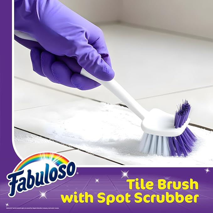 Fabuloso Tile Brush with Spot Scrubber, Long Bathroom Cleaning Brush with - Image 5