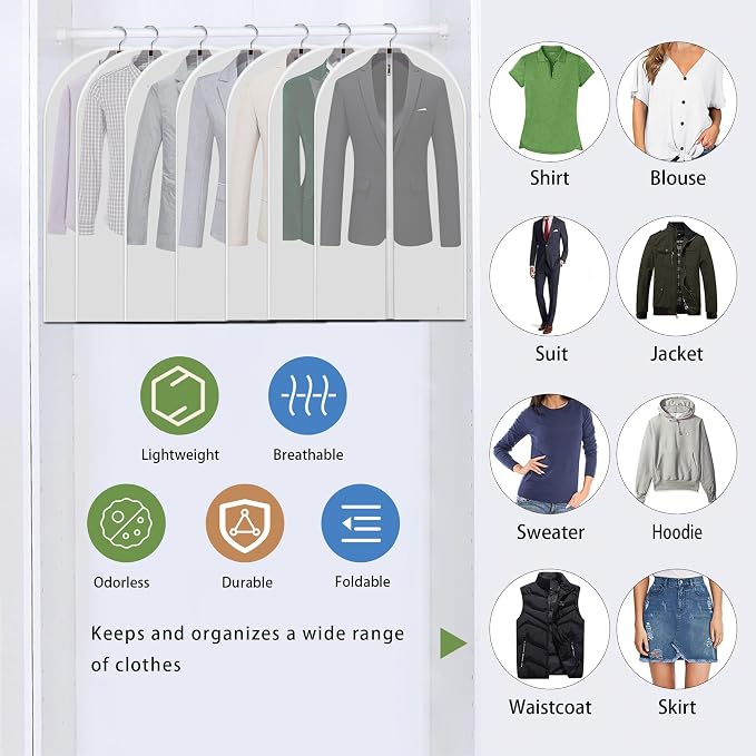 Dust Proof Clear Garment Bags 7 Piece Set - Image 3