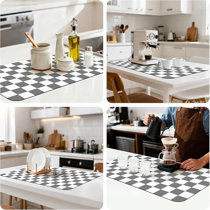 17" x 32" Checkered Dish Drying Mat - Image 8