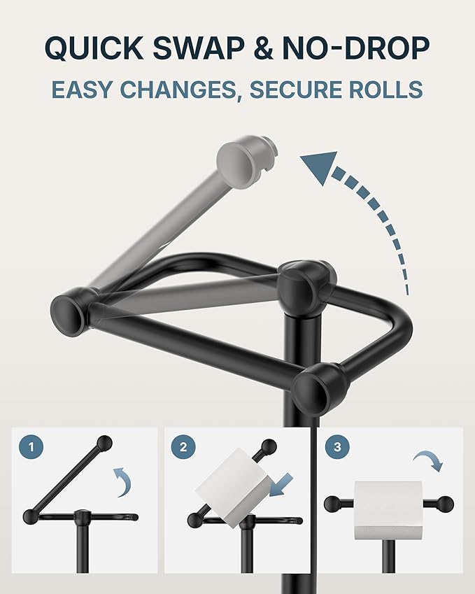 Toilet Paper Holder Stand, Modern Bathroom Free Standing Toilet Paper Roll - Image 3